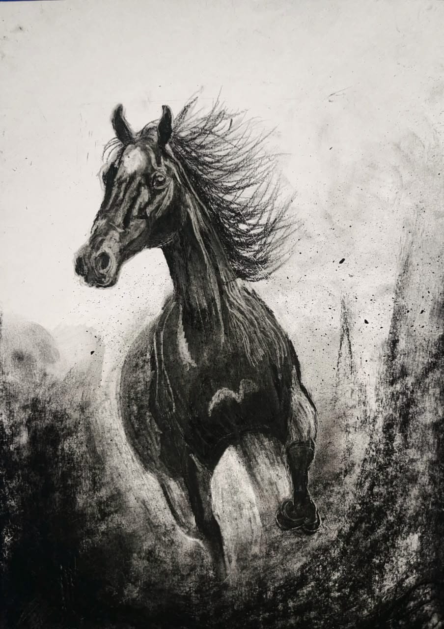 Born to Run, Charcol on paper
